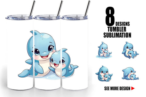 Tumbler Dolphin Mother's Day Sublimation artnoy 