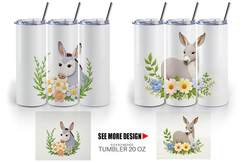 Tumbler Donkey Embroidery Sublimation artnoy 