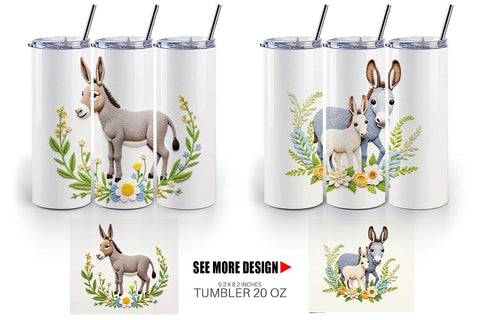 Tumbler Donkey Embroidery Sublimation artnoy 