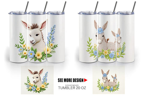 Tumbler Donkey Embroidery Sublimation artnoy 