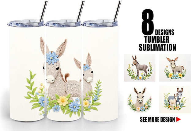Tumbler Donkey Embroidery Sublimation artnoy 