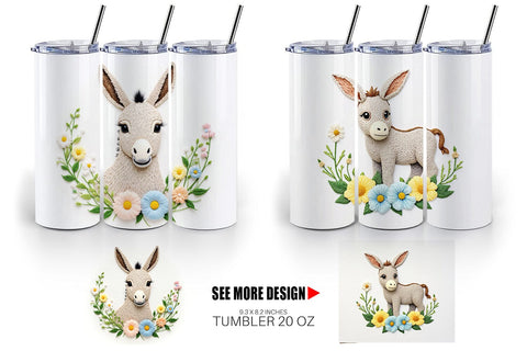 Tumbler Donkey Embroidery Sublimation artnoy 