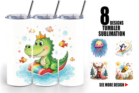 Tumbler Doodle Dream Animals Sublimation artnoy 
