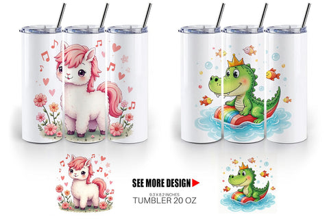 Tumbler Doodle Dream Animals Sublimation artnoy 