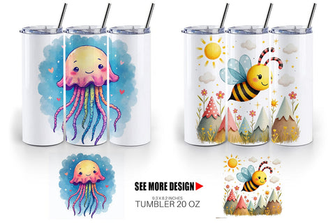 Tumbler Doodle Dream Animals Sublimation artnoy 