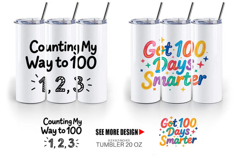 Tumbler Doodle Marker 100 Days of School Sublimation artnoy 