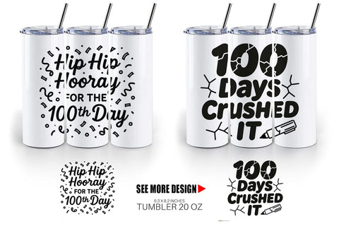 Tumbler Doodle Marker 100 Days of School Sublimation artnoy 
