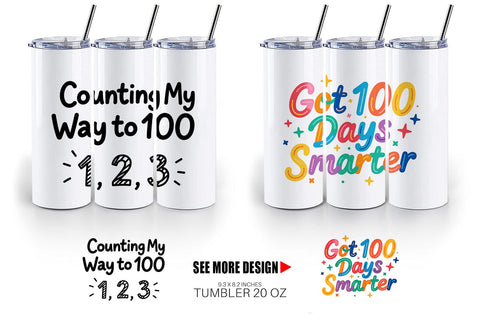 Tumbler Doodle Marker 100 Days of School Sublimation artnoy 
