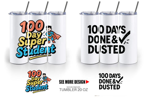 Tumbler Doodle Marker 100 Days of School Sublimation artnoy 