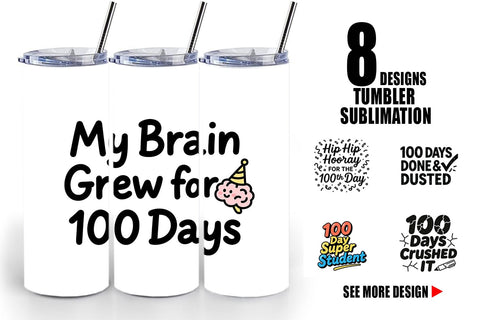 Tumbler Doodle Marker 100 Days of School Sublimation artnoy 