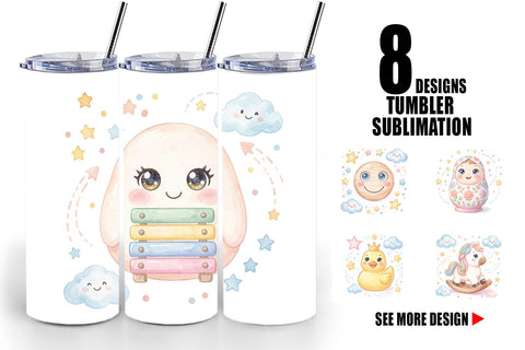 Tumbler Dreamy Floating Toybox Watercolor Sublimation artnoy 