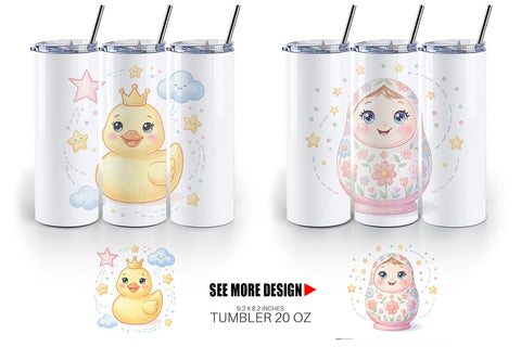 Tumbler Dreamy Floating Toybox Watercolor Sublimation artnoy 