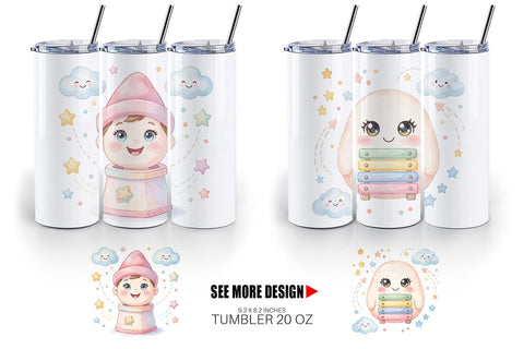Tumbler Dreamy Floating Toybox Watercolor Sublimation artnoy 