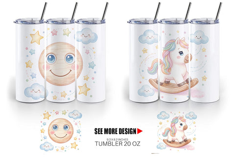 Tumbler Dreamy Floating Toybox Watercolor Sublimation artnoy 