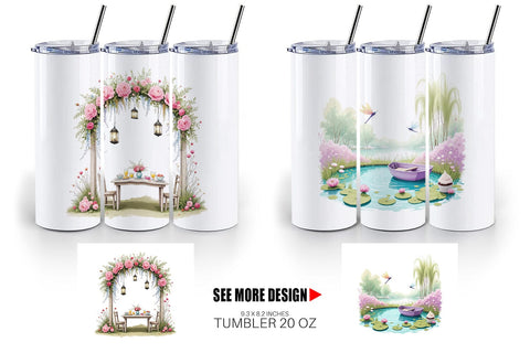 Tumbler Dreamy Garden Picnic Sublimation artnoy 