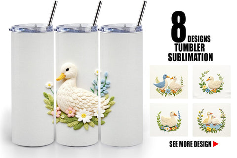 Tumbler Duck Embroidery Sublimation artnoy 
