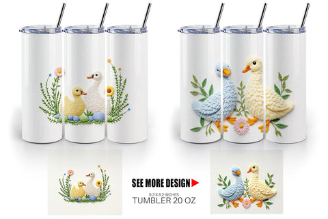Tumbler Duck Embroidery Sublimation artnoy 