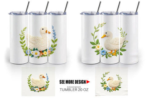 Tumbler Duck Embroidery Sublimation artnoy 