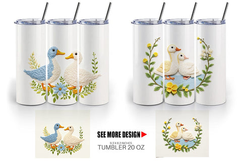 Tumbler Duck Embroidery Sublimation artnoy 