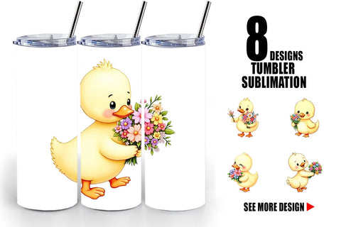 Tumbler Duck Spring Bouquet Sublimation artnoy 