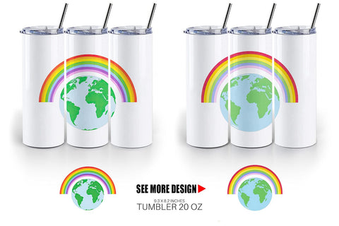 Tumbler Earth with a Rainbow Sublimation artnoy 