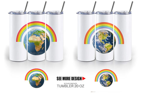 Tumbler Earth with a Rainbow Sublimation artnoy 