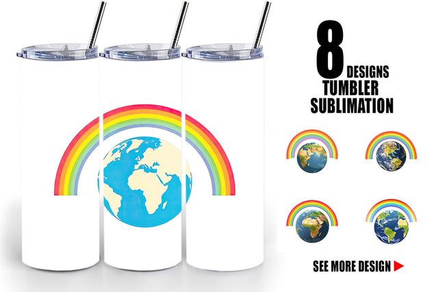 Tumbler Earth with a Rainbow Sublimation artnoy 