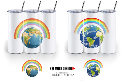 Tumbler Earth with a Rainbow Sublimation artnoy 