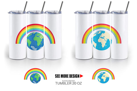 Tumbler Earth with a Rainbow Sublimation artnoy 