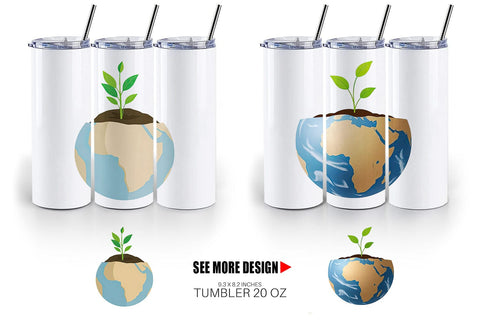 Tumbler Earth with a Seedling Sublimation artnoy 