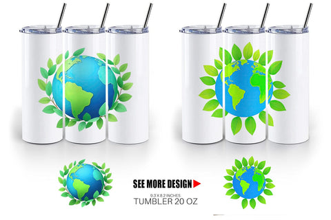 Tumbler Earth with Leaves Sublimation artnoy 