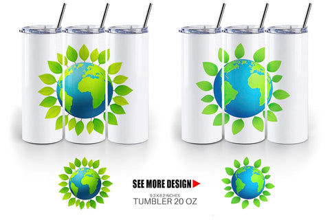 Tumbler Earth with Leaves Sublimation artnoy 