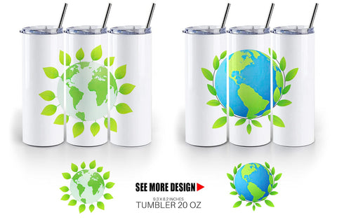 Tumbler Earth with Leaves Sublimation artnoy 