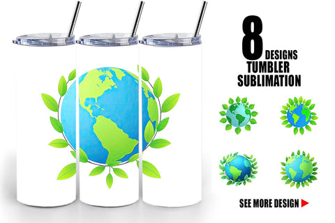 Tumbler Earth with Leaves Sublimation artnoy 