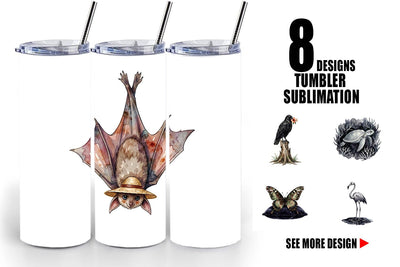 Tumbler Eerie Gothic Island Wildlife Watercolor Sublimation artnoy 