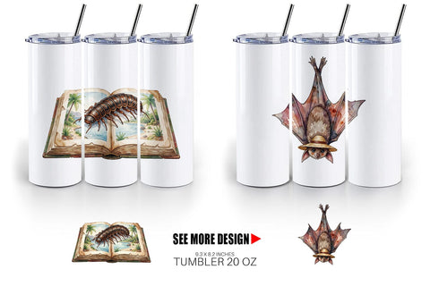 Tumbler Eerie Gothic Island Wildlife Watercolor Sublimation artnoy 