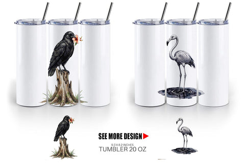 Tumbler Eerie Gothic Island Wildlife Watercolor Sublimation artnoy 
