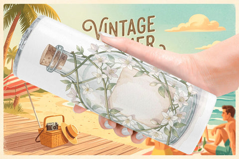 Tumbler Elegant Coastal Summer Watercolor Sublimation artnoy 