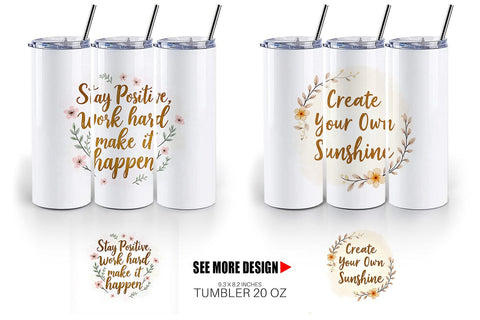 Tumbler Elegant Gold Motivational Quotes Sublimation artnoy 