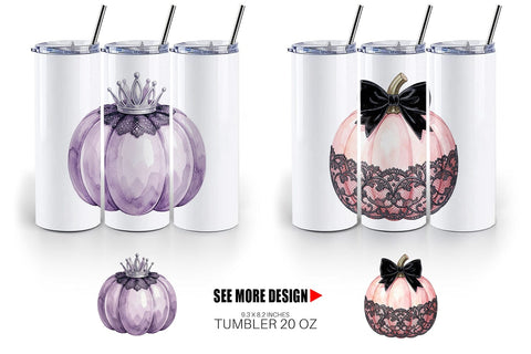 Tumbler Elegant Soft Goth Pumpkin Watercolor Sublimation artnoy 