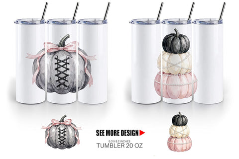 Tumbler Elegant Soft Goth Pumpkin Watercolor Sublimation artnoy 