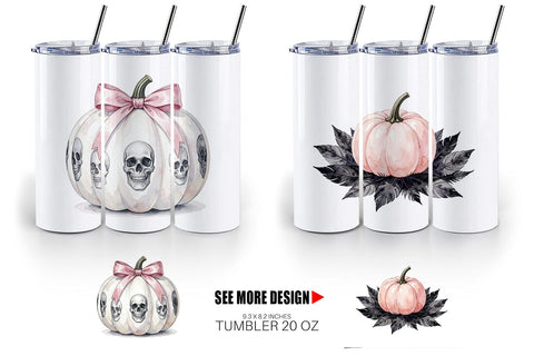 Tumbler Elegant Soft Goth Pumpkin Watercolor Sublimation artnoy 