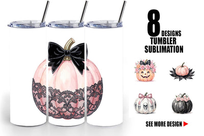 Tumbler Elegant Soft Goth Pumpkin Watercolor Sublimation artnoy 