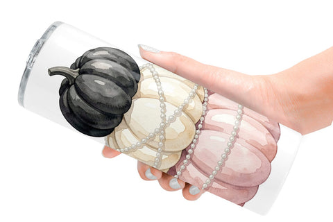 Tumbler Elegant Soft Goth Pumpkin Watercolor Sublimation artnoy 
