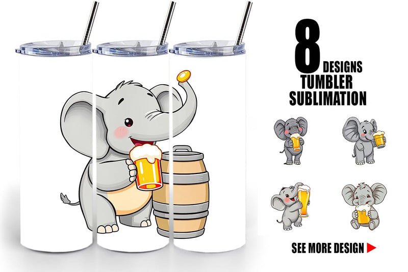 Tumbler Elephant Beer Day Sublimation artnoy 