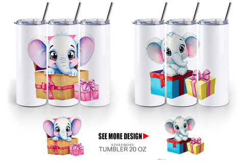 Tumbler Elephant Gift Sublimation artnoy 
