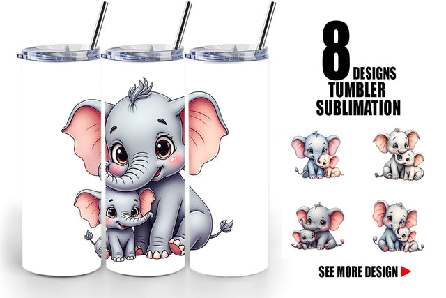 Tumbler Elephant Mother's Day Sublimation artnoy 