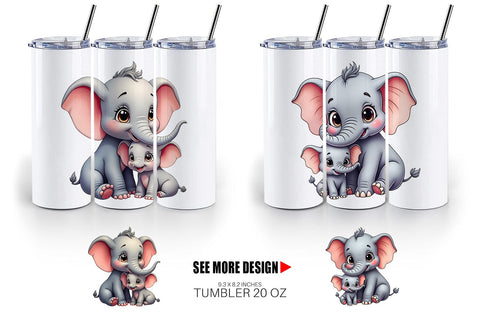 Tumbler Elephant Mother's Day Sublimation artnoy 