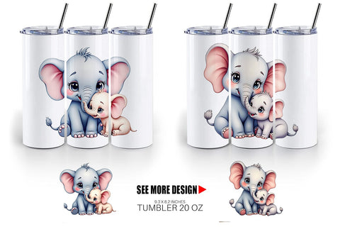 Tumbler Elephant Mother's Day Sublimation artnoy 