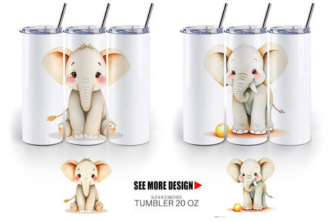 Tumbler Elephant Wildlife Sublimation artnoy 